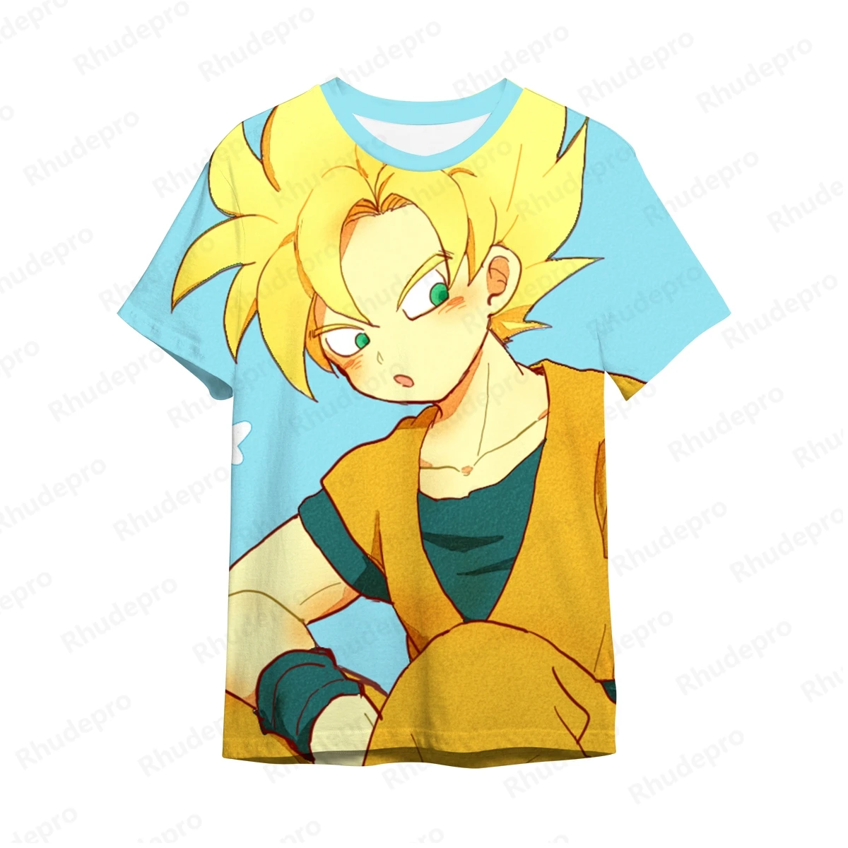 Camisa anime Dragon Ball masculina, roupas infantis, manga curta, tops de cosplay Goku, moda Harajuku, novo, 2024