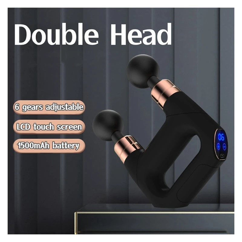 Double Heads Massage Deep Tissue Electric Massager Neck Body Muscle Percussion Fitness Relaxation Easy To Use (Button)