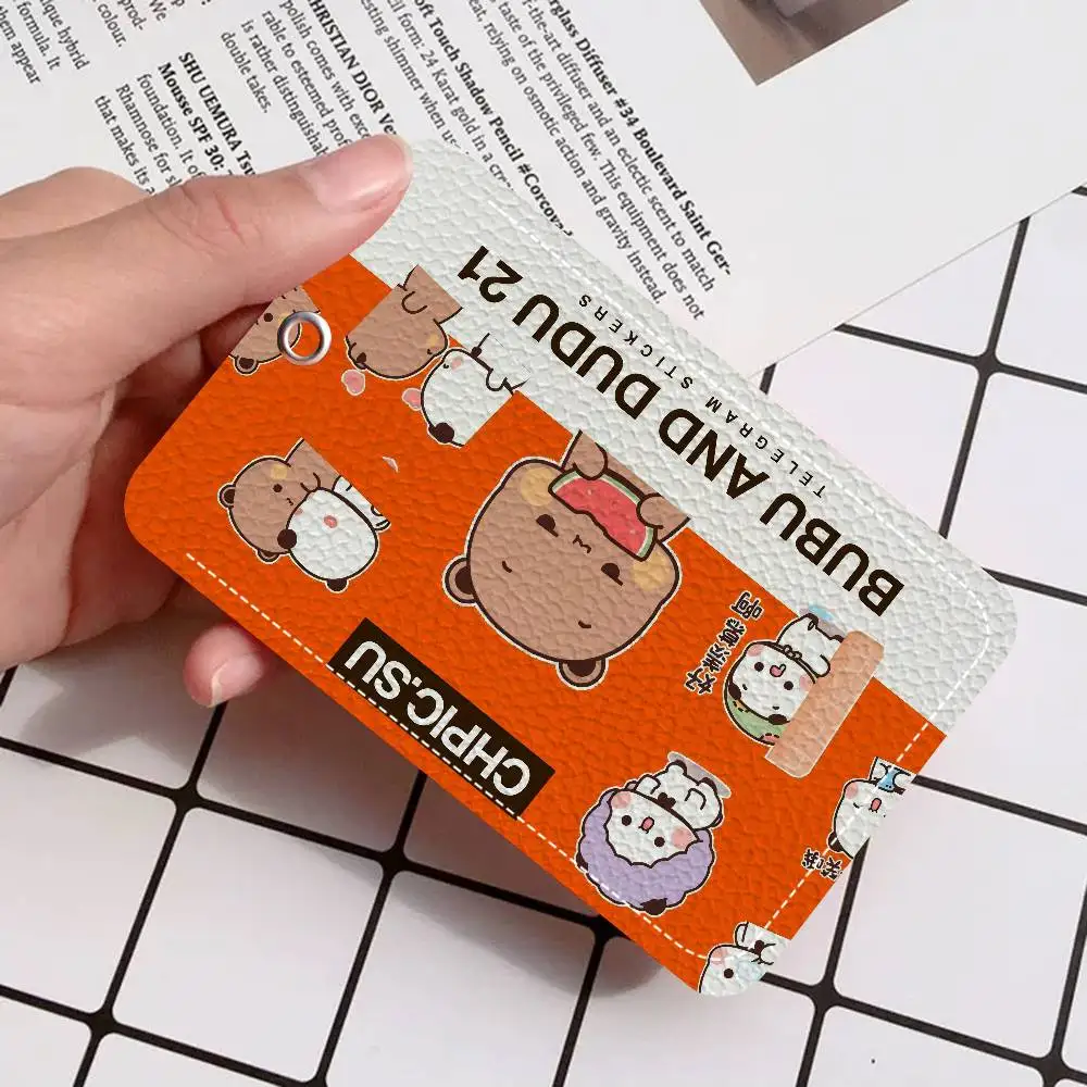 DUDU و BUBU 1 قطعة بولي Leather حامل بطاقة جلدية المفاتيح حلقة رئيسية قفل الباب الوصول العلامات بطاقة الهوية حافظة المفاتيح بطاقة #6