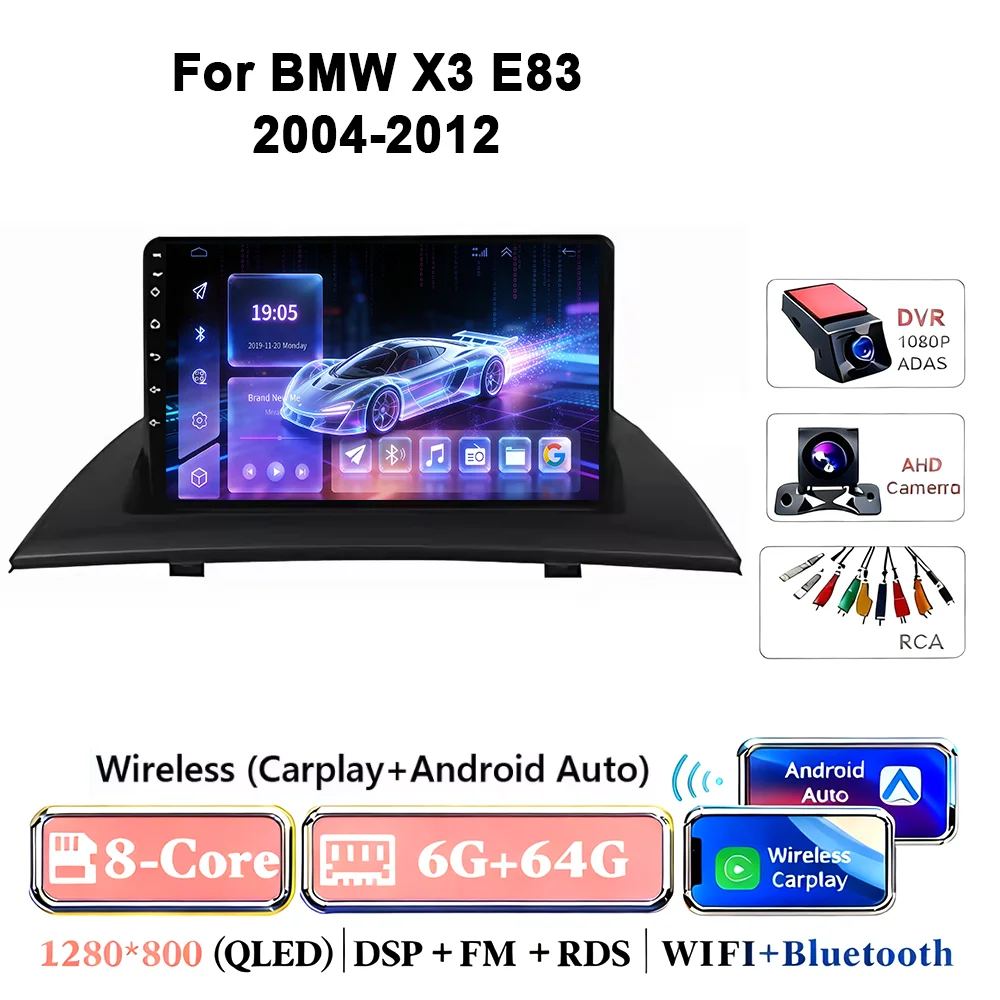 Android 17 autoradio voor BMW X3 E83 2004-2012 multimediaspeler GPS draadloze Carplay navigatiescherm monitor head unit stereo