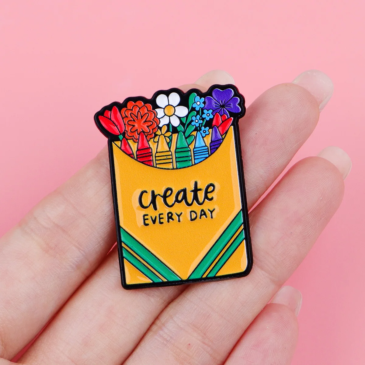 create EVERY DAY Enamel Pin Flowers Brooch Lapel Pins Badge on Backpack Clothing Accessories Fashion Jewelry Designer Gift