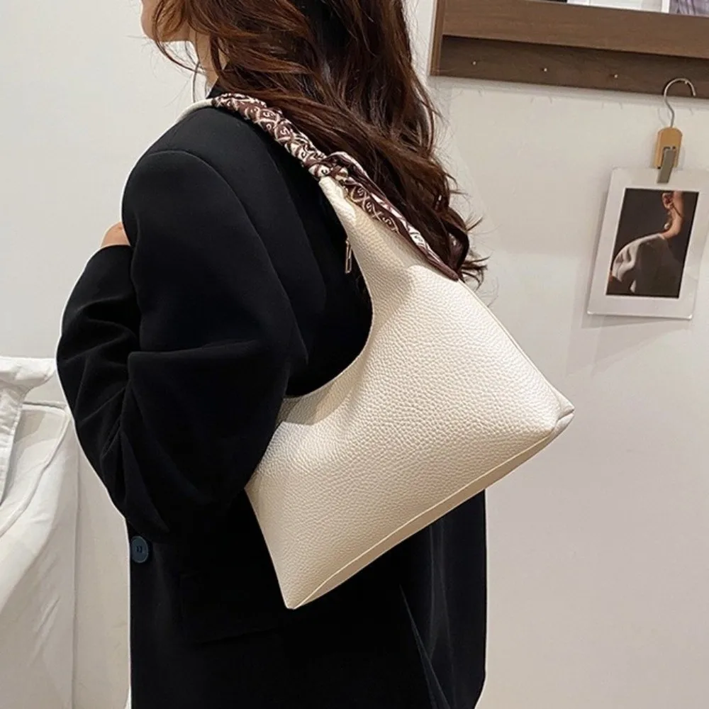 Sac fourre-tout spacieux texturé avec fermeture éclair durable, foulard amovible, sac à bandoulière en cuir, sac à main polyvalent tendance pour le travail