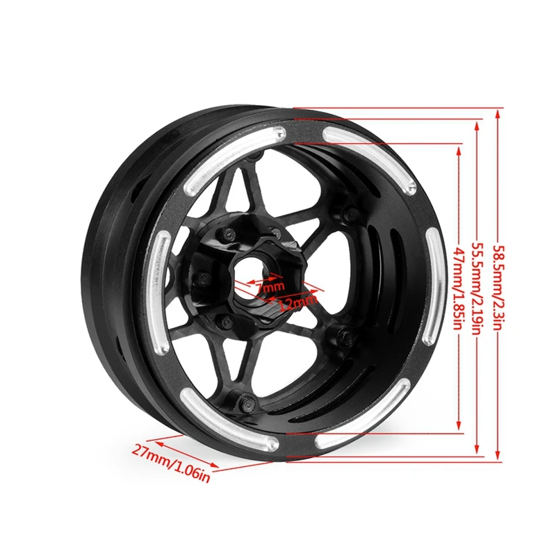 4 pçs de fibra carbono 1.9 Polegada beadlock roda aro hub para 1/10 rc rastreador carro axial scx10 traxxas trx4 rc4wd d90 mst VS4-10