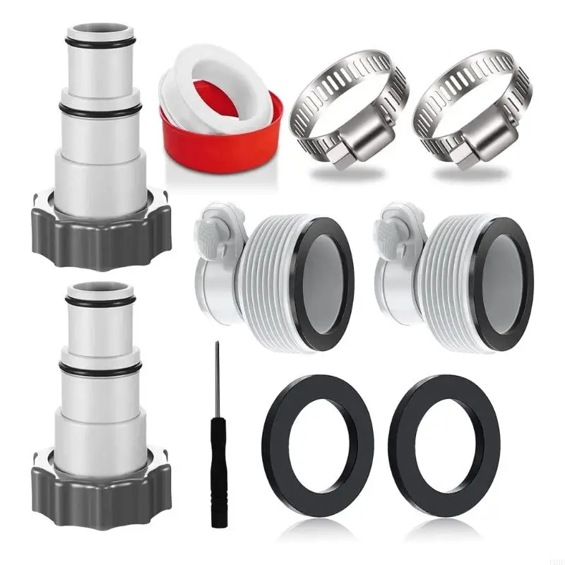 

J1HF Replacement Hose Adapter with Collar for Ground Swimming Pool 1.5" to 1.25" Hose Adapter for Threaded Pumps