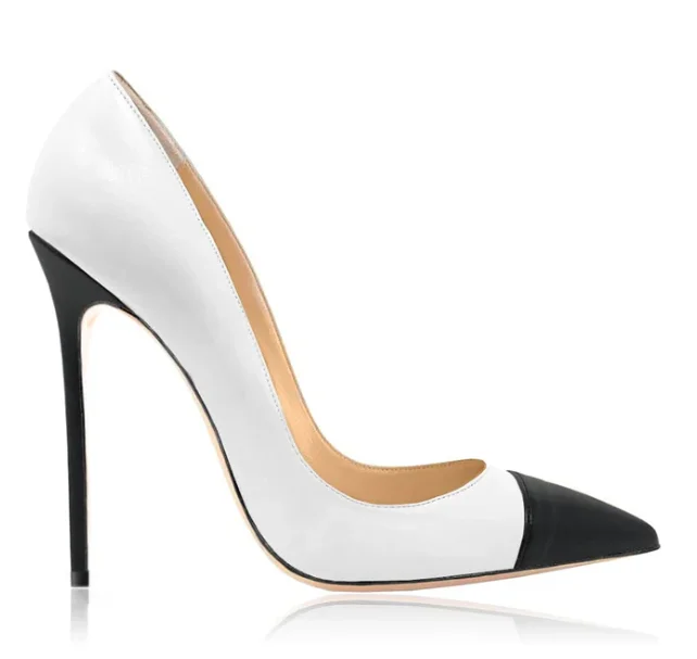 Sexy Mixed Colors Pumps Women Pointed Toe Shallow Stilettos Leather High Heels 2024 Designer Big Size Party Office Dress Shoes