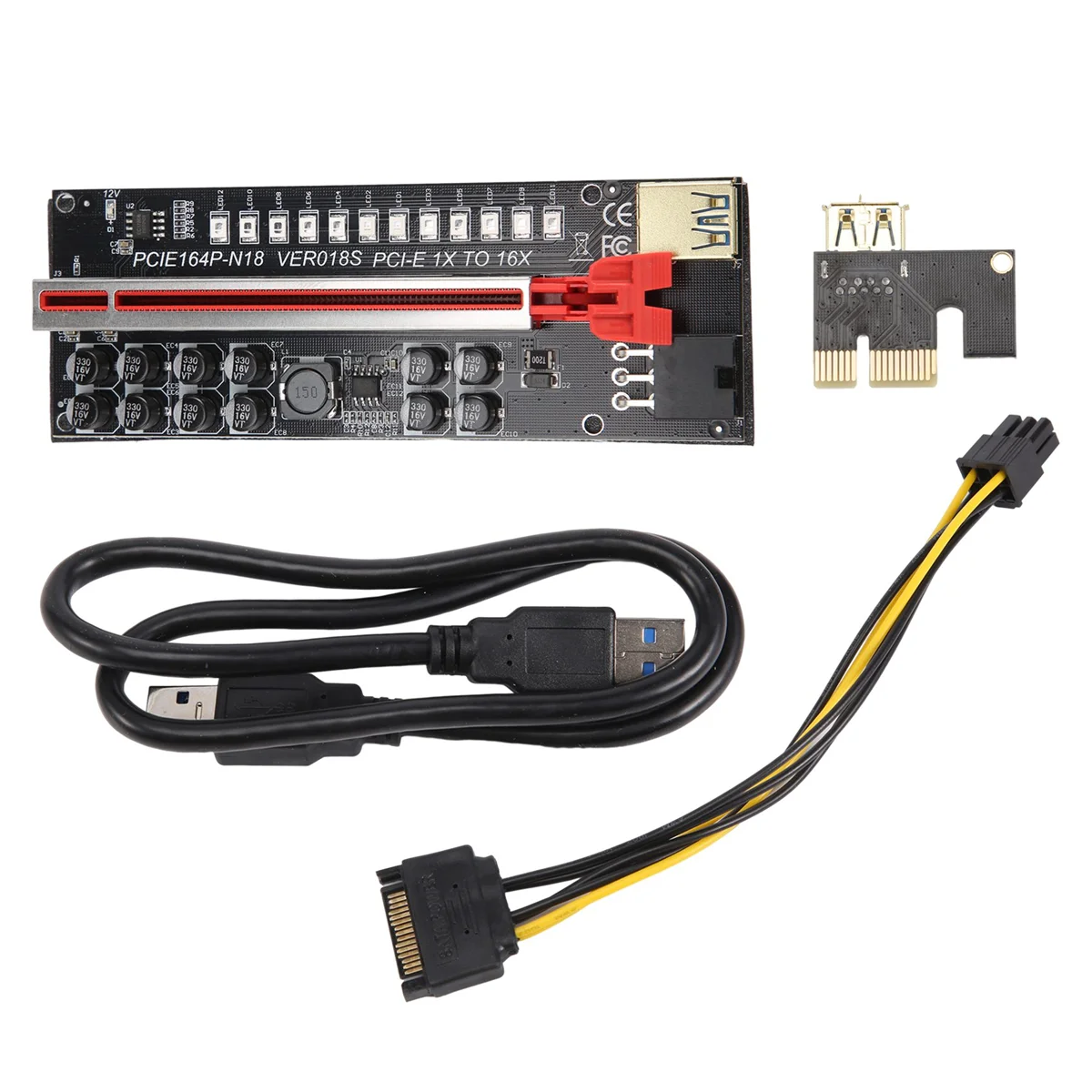 N35R_DU 1Pcs VER018S Miner Card PCI-E 1X to 16X GPU Riser Card for BTC Miner