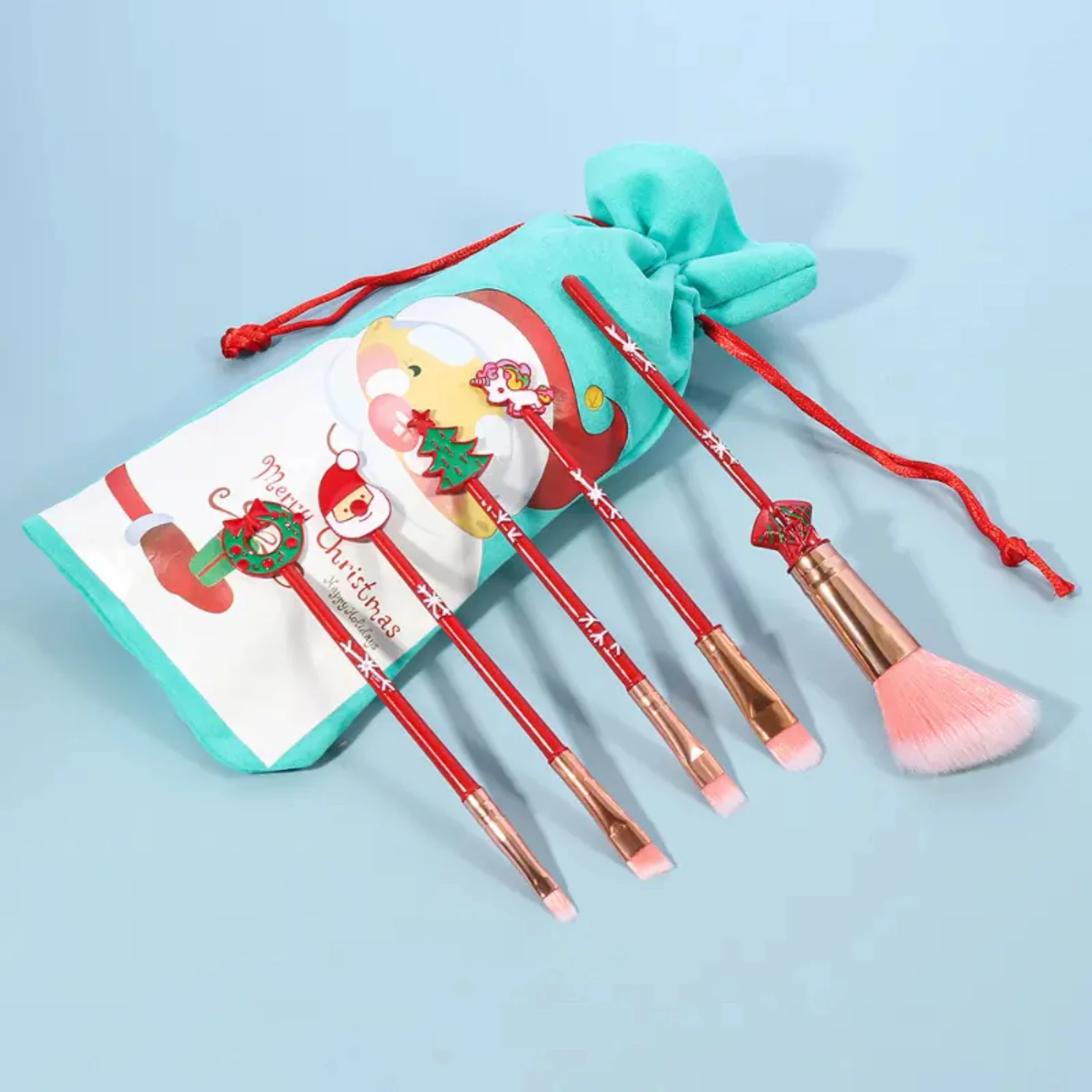 Makeup Brush Christmas Makeup Brushes Set Metal Handle Eyeshadow Eyebrow Powder Cosmetic Tools Lash supplies Travel brush Blush