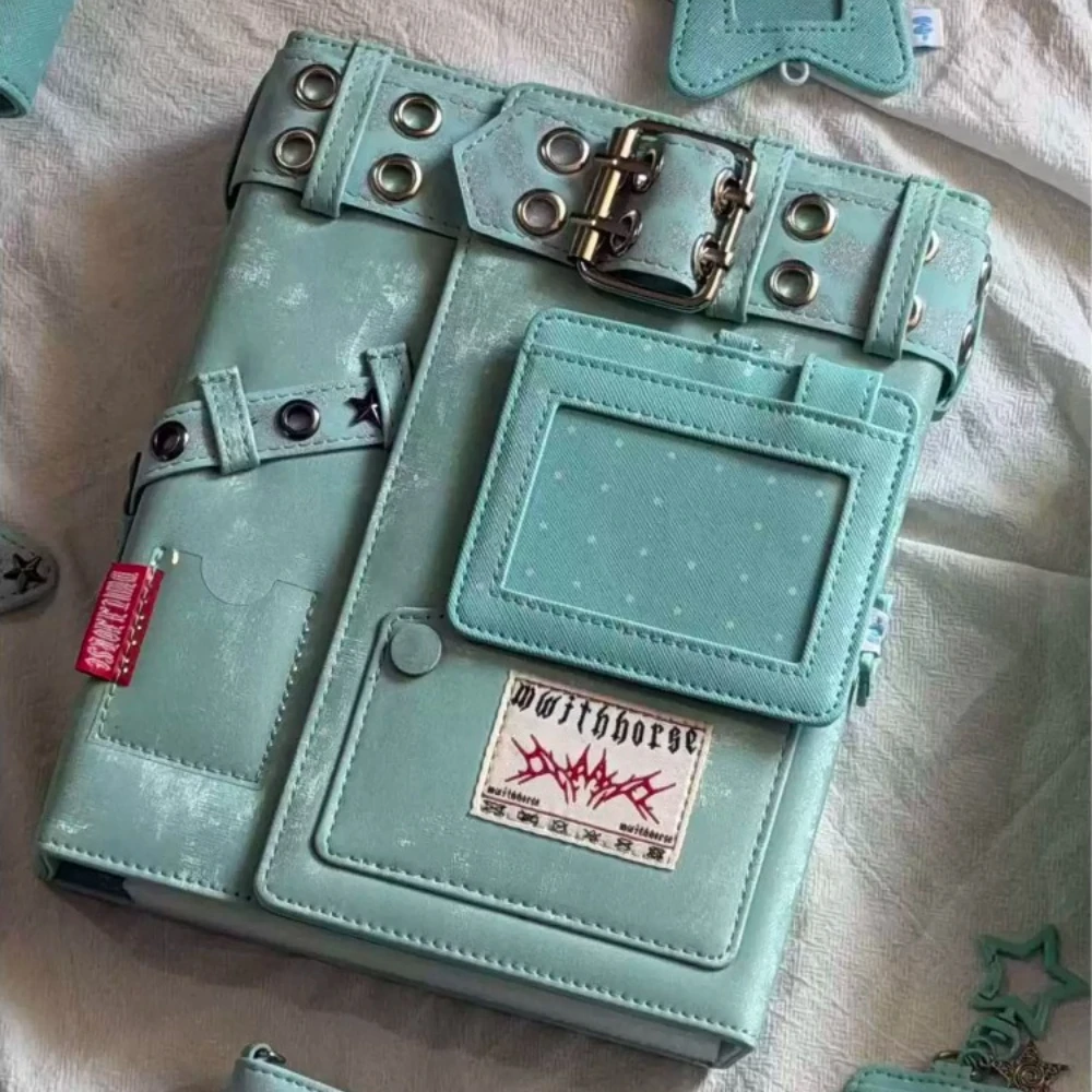 New Retro Sweet Cool A5 Mint Green Photocard Album Denim Fabric Kpop Binder for Polaroid & Idol Star Card Storage Collection