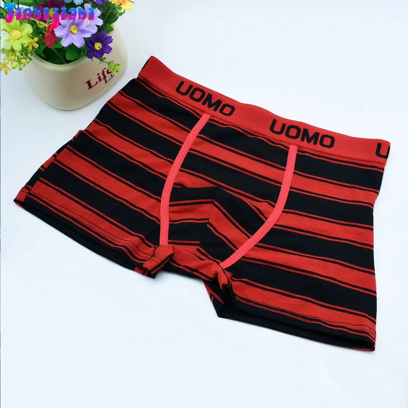 5pc Men Underwear Breathable Comfortable Stretch Antibacterial Wide Head Boxers Boys Student Youth Travel Striped Casual Shorts