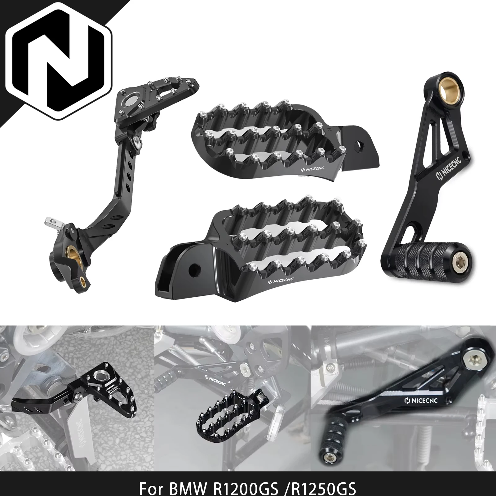 NICECNC Brake Pedal Lever Shift Lever Footpegs Footrests For BMW R1250GS R 1250GS R1250 GS 2019-2023 R1200GS R 1200 GS 2013-2018