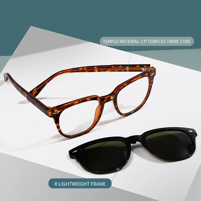 كليب على نظارات شمسية عدسات قطبية رجل إمرأة ماركة خمر قصر النظر النظارات البصرية إطار موضة نظارات شمسية قابلة للطي عدسة #2