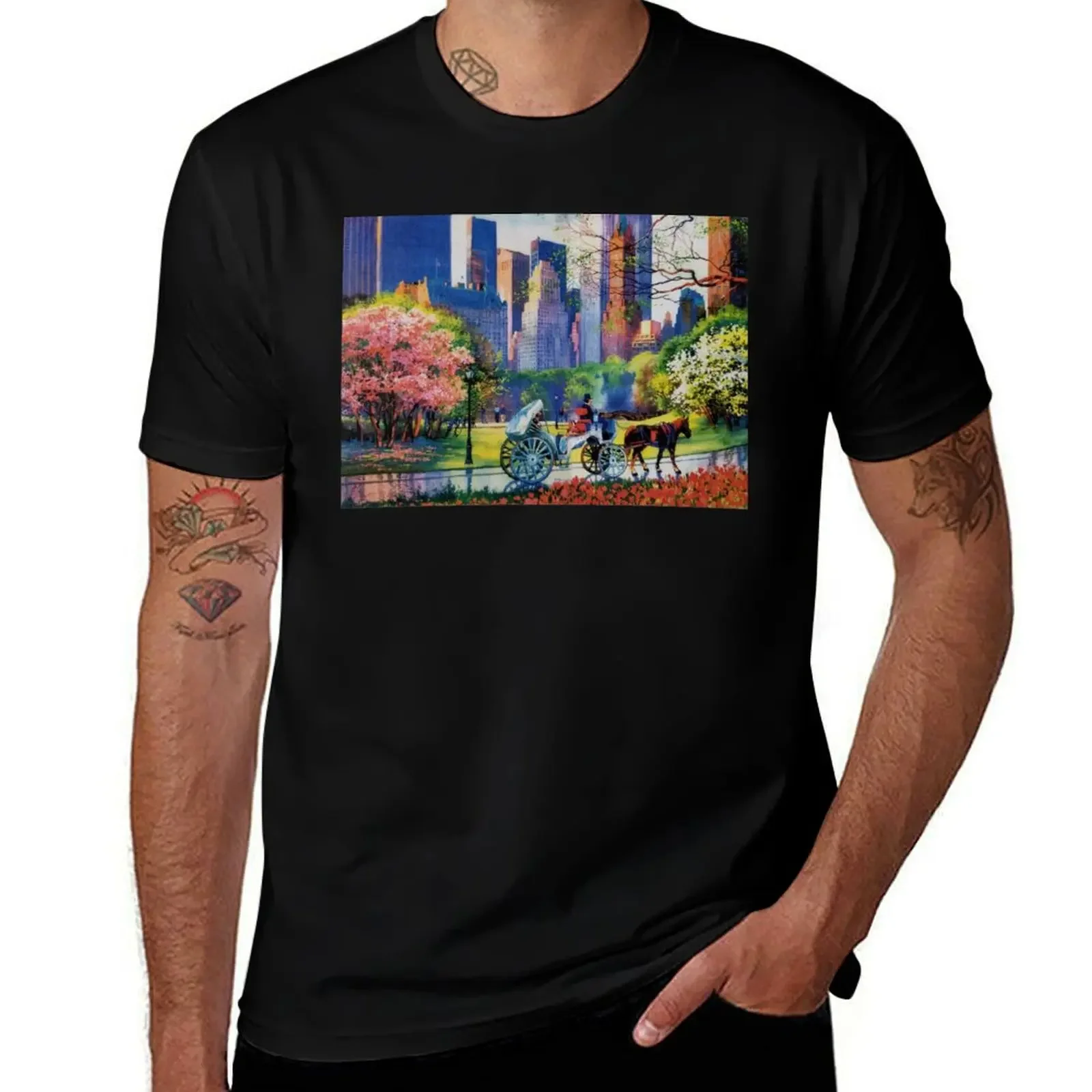 Central Park, Manhattan,New York, T-Shirt valentines clothes blacks custom t shirt Luxury man t shirt for men