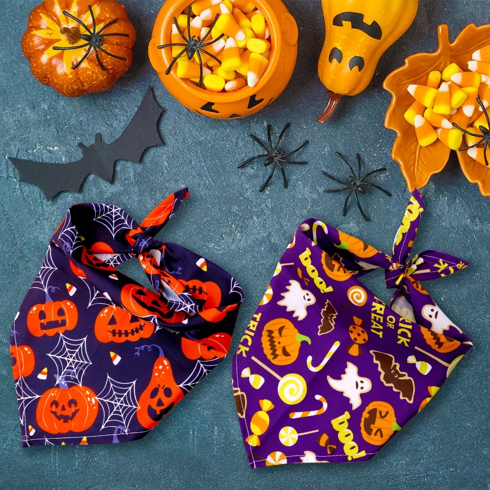 30pcs Dogs Bandanas For Halloween Bulk Bandanas For Small Dogs Cats Autumn Pet Dog Bandana Pet Grooming Products For Fall