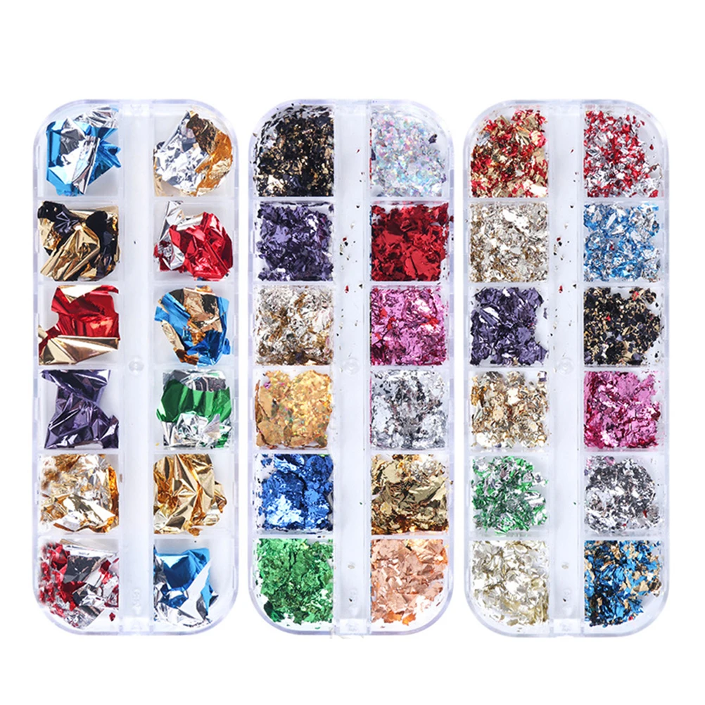 

3 Boxes Nail Art Foil Shiny Manicure Accessories for Daily Wear Party Use Luxury Nail Decoration Flakes DIY Gift for Her