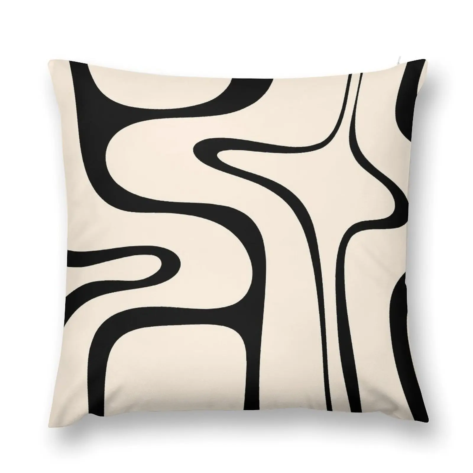 

Copacetic Retro Abstract in Black and Almond Cream Throw Pillow Luxury Pillow Case Decorative Cushions For Luxury Sofa pillow