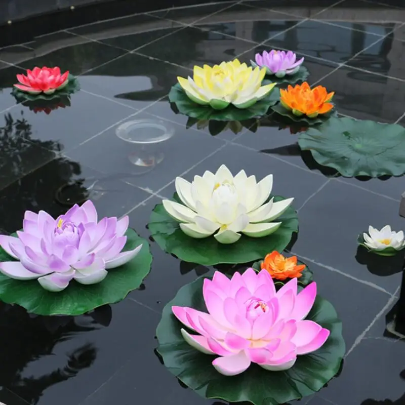 Mini Lotus Artificial Flower Floating Fake Lotus Plant Lifelike Water Lily Micro Landscape For Pond Garden Decor Plants#H