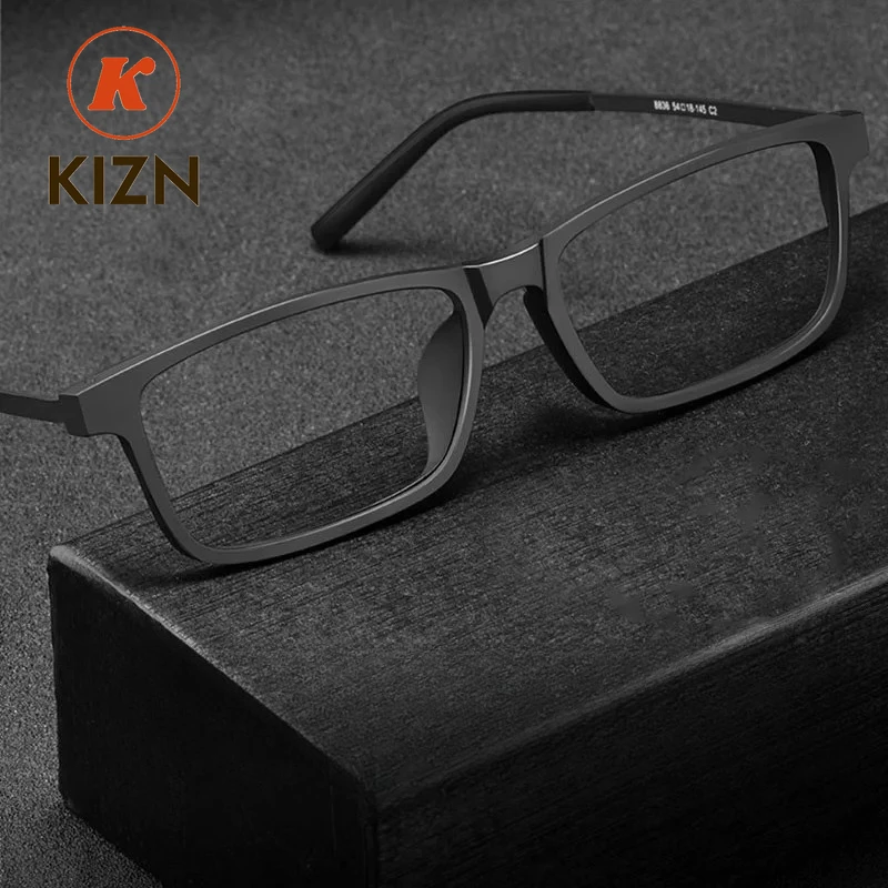 

KIZN Optical Eyeglasses Frame for Men and Women Titanium Flexible Legs with TR-90 Plastic Front Rim Eyewear Spectacles Frame
