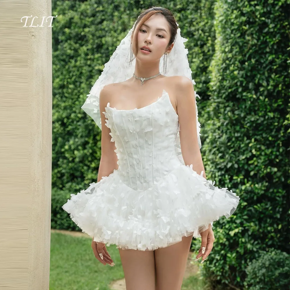 

TLIT Прекрасное белое короткое шелковое атласное вечернее платье трапециевидной формы, платья без бретелек с цветами, платья для выпускного вечера, вечерние платья по индивидуальному заказу