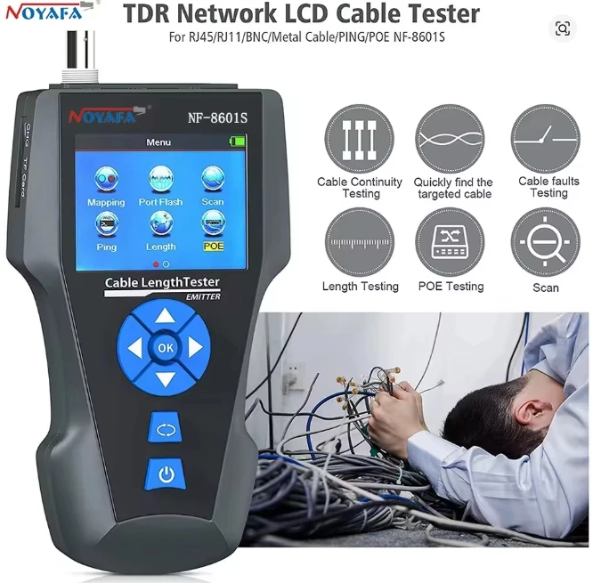 NF-8601S Network Cable Tester Multifunction TDR Length With PoE/PING/Port Voltage Wiremap Tracker Diagnose Tool Detector Tester