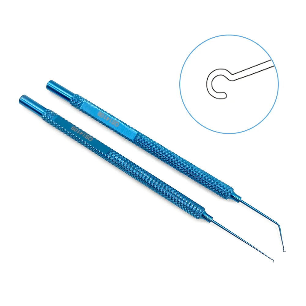 Angled /Straight Jaffe-knolle Iris Hook 1.0mm J-shaped tip Push-pull Hooks Titanium Lens Ophthalmic microsurgery Instrument