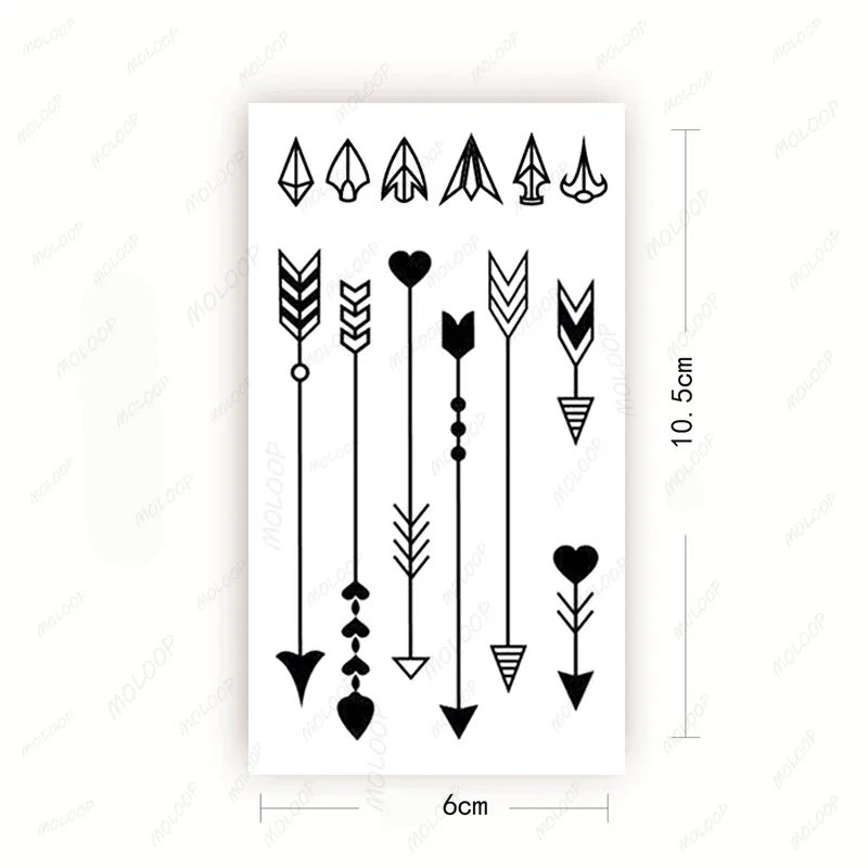 Tattoo Sticker Arrow Feather Love Heart Patterns Small Waterproof Temporary Body Makeup Art Fake Flash Tattoo for Man Woman Kids