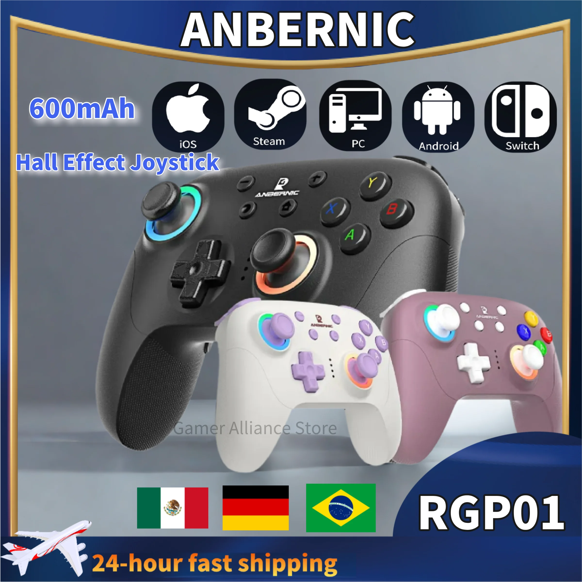 ANBERNIC RG P01 RGP01 Bluetooth Gamepads Controller Wired Wireless Controller for PC Android IOS RGB Hall Effect Joystick Game