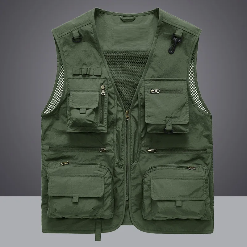 Summer Men Unloading Tactical Vest Coat Plus Size Fisher Photographer Waistcoat Mesh Work Sleeveless Jacket Multi Pocket Vest8xl