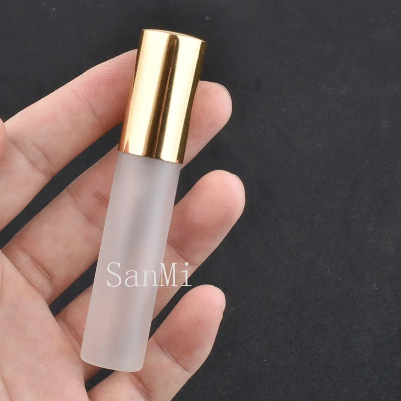 50 pz/lotto 5ML 10ML 15ML bottiglia di Spary smerigliata bottiglie di atomizzatore di profumo riutilizzabili contenitore cosmetico in vetro sottile