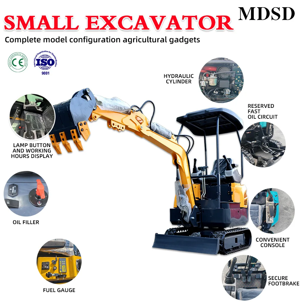 Nova miniescavadeira 1.2T personalizada para entrega rápida Miniescavadeira versátil para vários cenários Vários modelos disponíveis