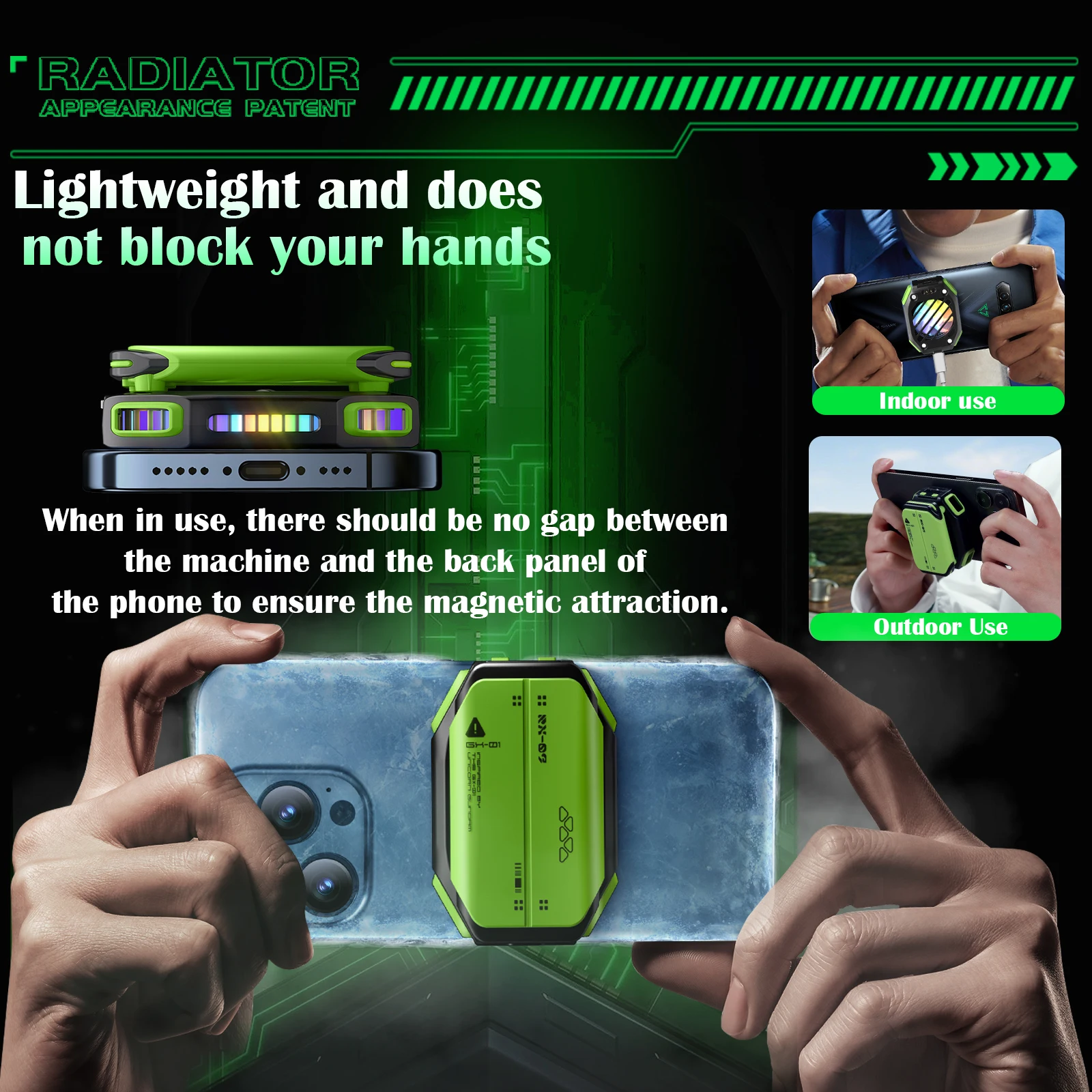 X111 Magnetyczny półprzewodnikowy wentylator chłodzący do telefonu komórkowego z 7-biegową regulacją chłodnicy do gier PUBG dla IOS Android Universal