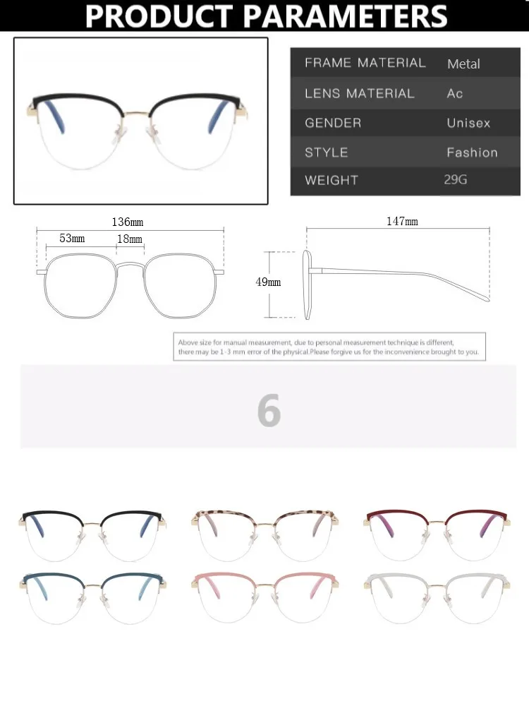 Vintage Metal Cat Eye Glasses Frame Women Cat-Eye Retro Luxury Eyeglasses Frame Brand Designer Computer Literature Glasses