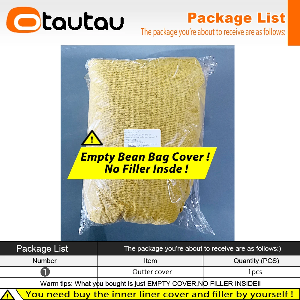 OTAUTAU Bean Bag Cover SF133【No Filler Inside! You Need To Buy Filler By Yourself !】