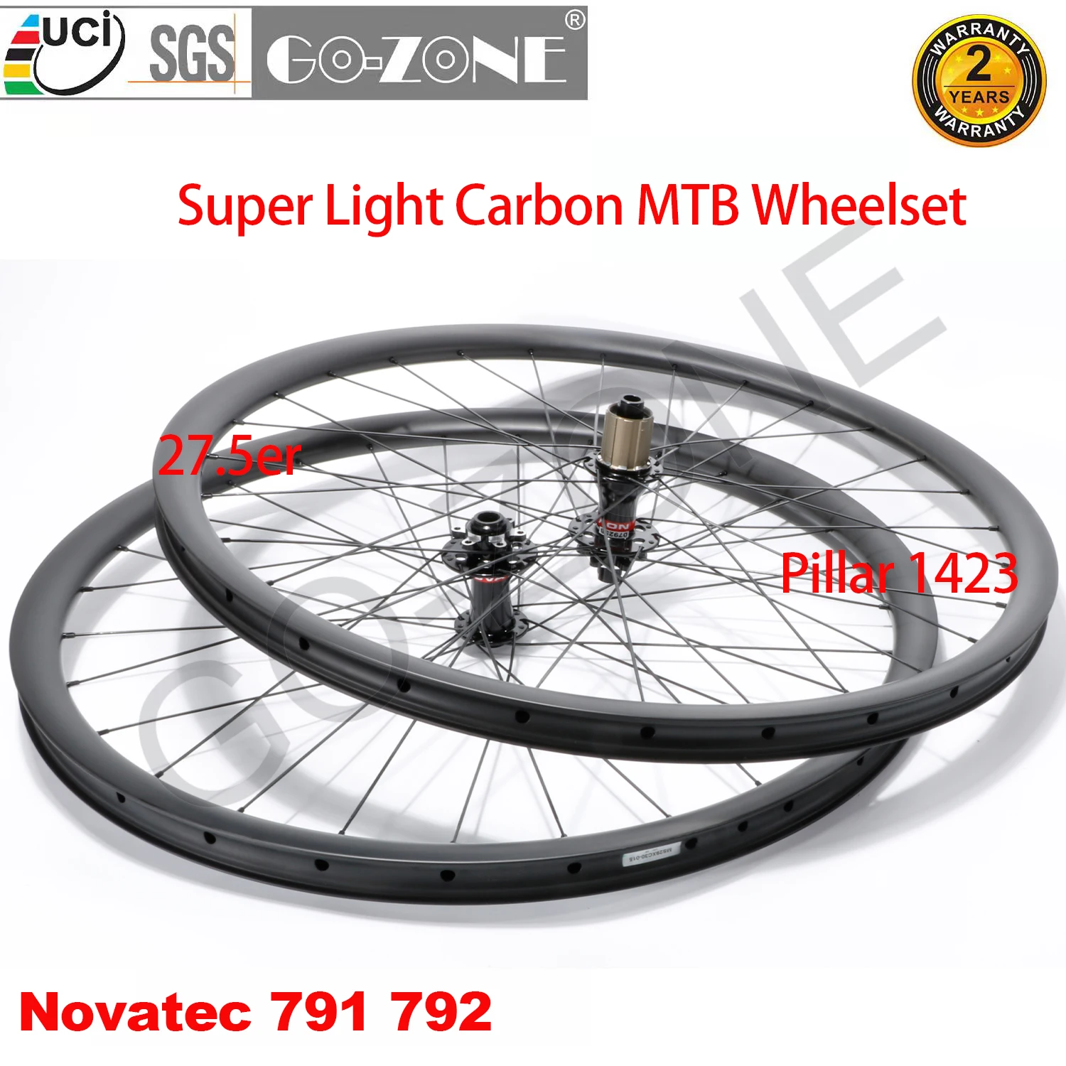 

Ultra Light Carbon MTB Wheelset 27.5 UCI Approved Novatec 791 792 Pillar 1423 Thru Axle / Quick Release / Boost Bike Wheels