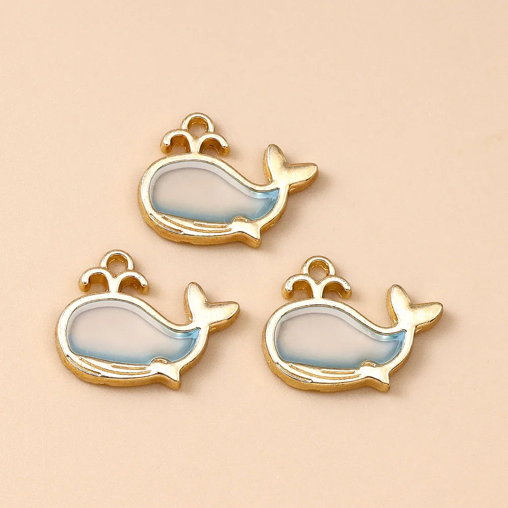Leslie 10 Stück exquisite Kristall-Ozean-Wal-Charms für Ohrringe, Armbänder, Halsketten, Schlüsselanhänger, Anhänger, DIY-Schmuckzubehör – Detail 4