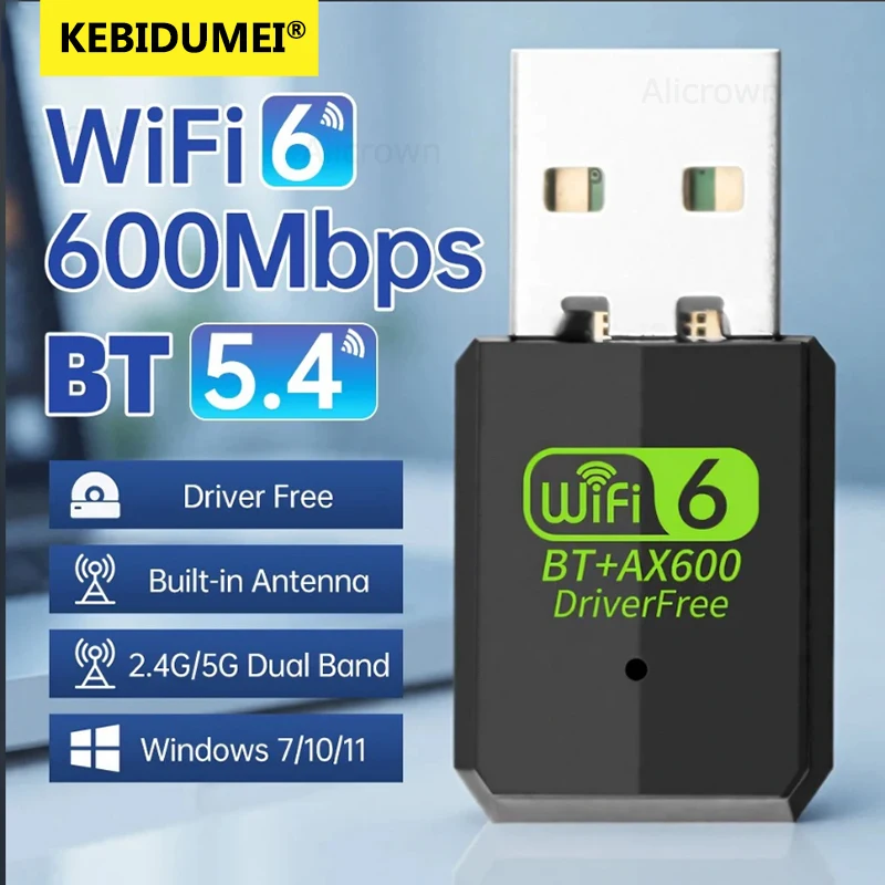 

AX600 Bluetooth 5,4 WIFI6 USB Wi-Fi адаптер 2в1 Dongle двухдиапазонная карта 2,4G и 5 ГГц AIC8800M40B для Windows 7/10/11 без драйверов