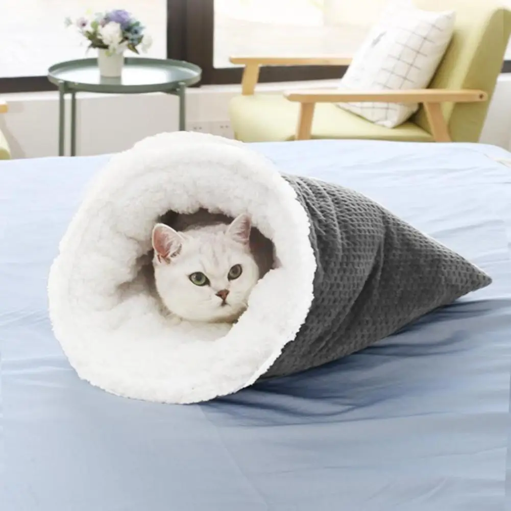 Flannel Cat Blanket Cozy Flannel Cat Sleeping Bag with 360-degree Warmth Cute Cave Bed for Kittens Puppies Soft for Relaxing