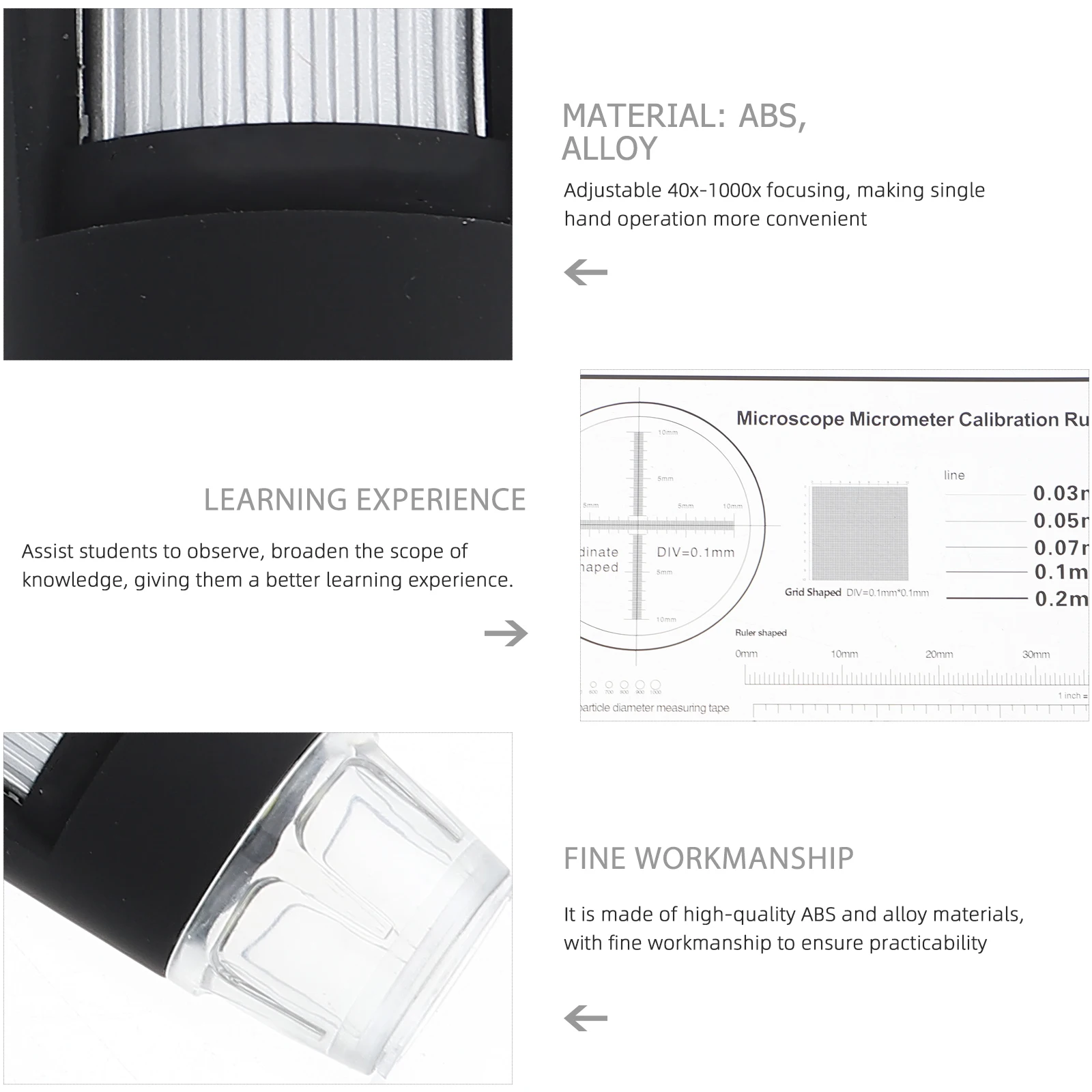 

Handheld Digital Microscope High Precision ABS USB Connection Adjustable Brightness Electron Tool for Education Lab Use