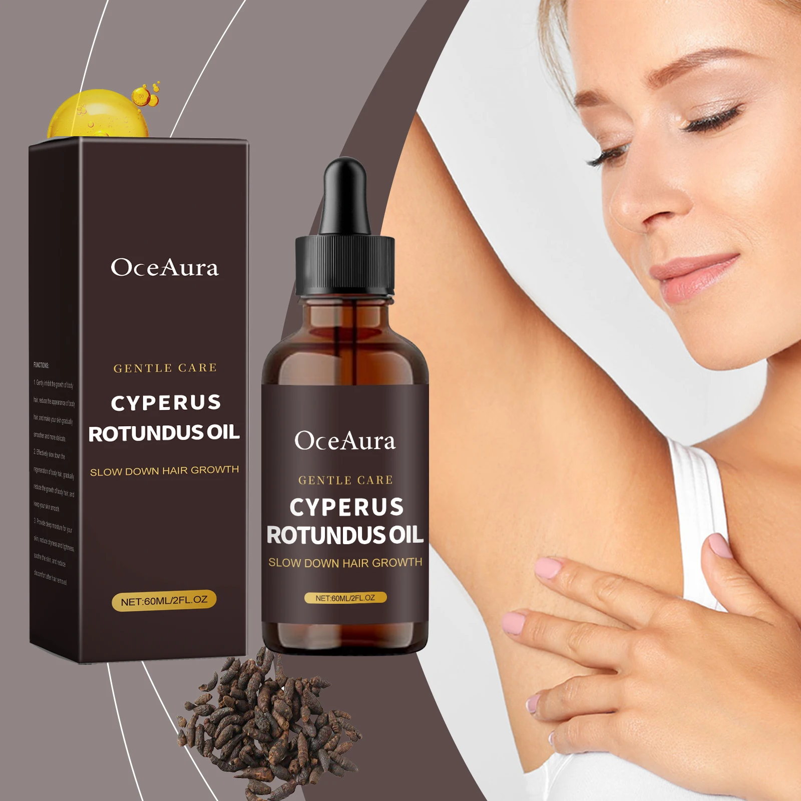 OceAura Fragrant Aconite Treatment Oil Gently Nourishes Smooth Body Skin Cleansing Hair Removal Treatment Oil 1pcs