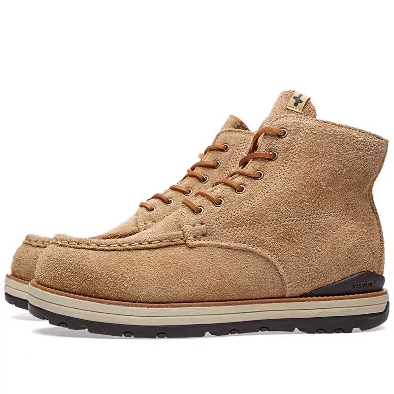 VISVIM deer suede leather handmade Goodyear thick-soled shock-absorbing shoes Martin work boots for men