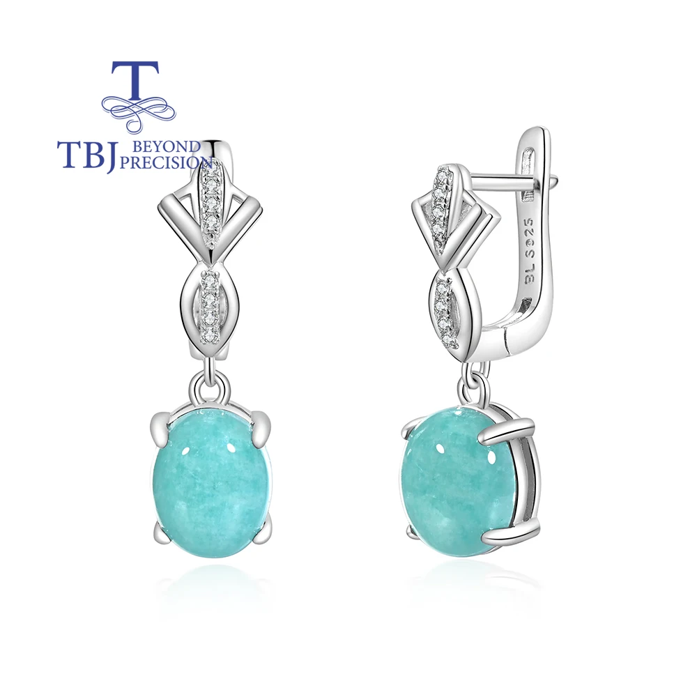 

Elegant 925 sterling silver clasp earrings natural 5.94ct oval 8*10mm amazonite gemstone fine jewelry for women's Birthday gifts