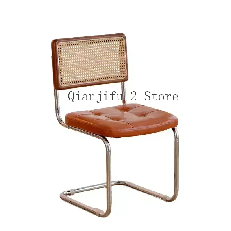 Rattan Wood Dining Chairs White Living Room Lounge Dining Chair Upholstery Kitchen Silla Escritorio Household Items  A2