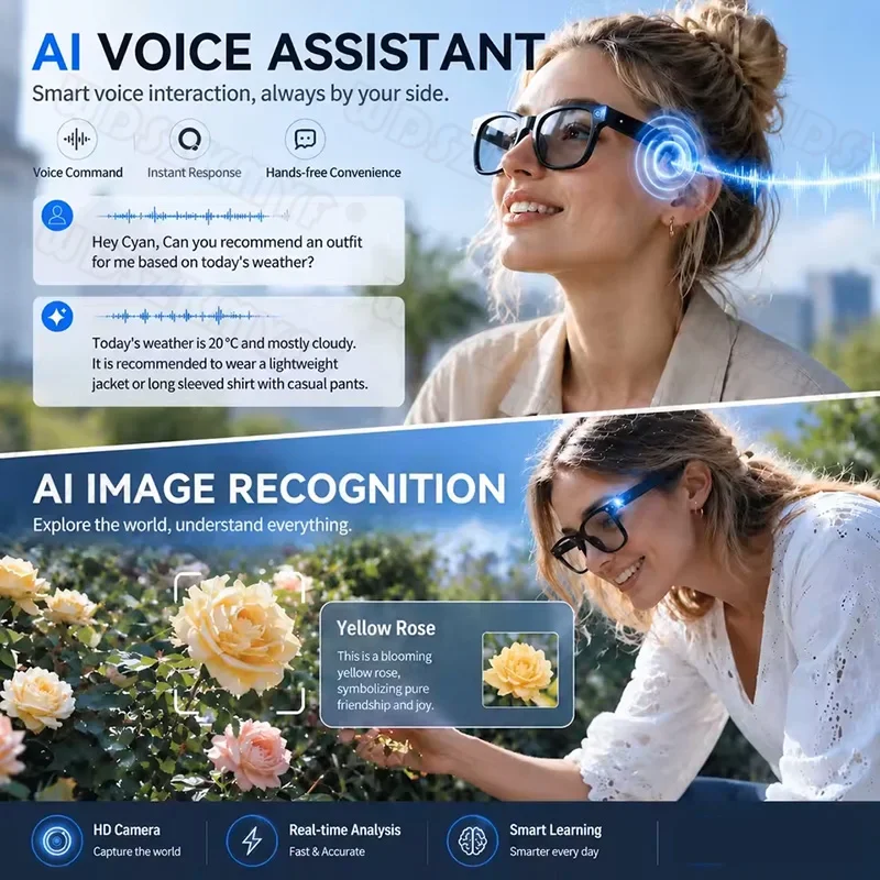 800W 4K Smart Glasses for Men And Women AI Intelligent Translation WiFi Transmission Photo & Video Recording Glasses Bluetooth view 6