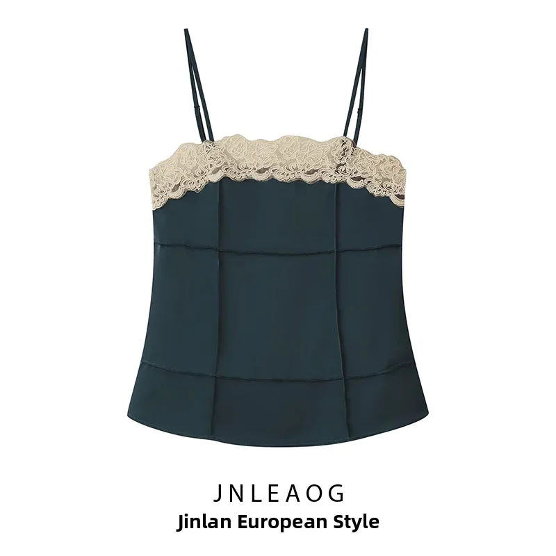 JNLEAOG Women's Lace Bralette Top Color Block Versatile Inner Wear Polyester Fabric Regular Length No Padding Autumn New Arrival