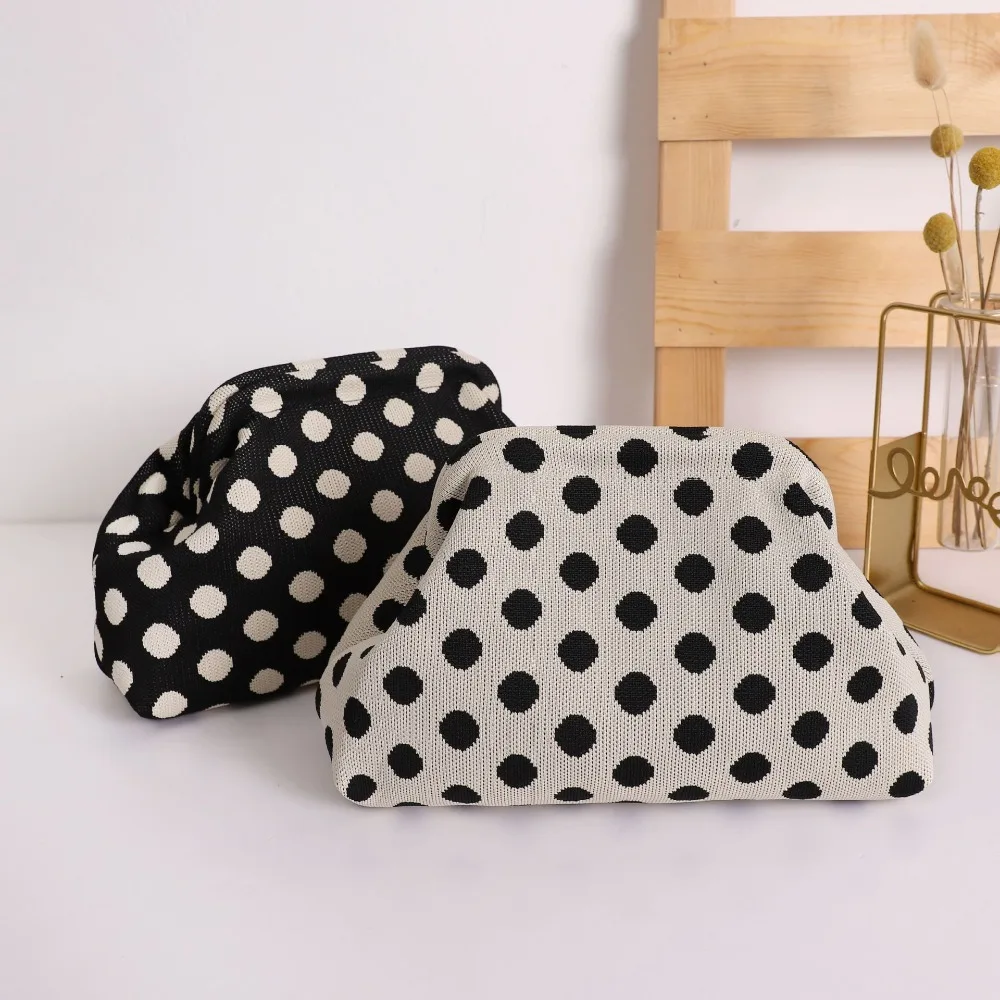 Trendige Handtasche mit Kuhmuster und hochwertigem Farbblock-Strick-Clip-On-Design, geräumige und vielseitige Mode-Tragetasche. – Detail 2