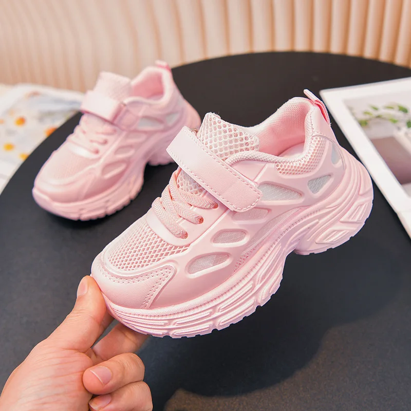 Kids'Casual Shoes Solid Color PU Leather Fashion Autumn Running Shoes For Girls Breathable Anti-slip White Pink Size 26-37