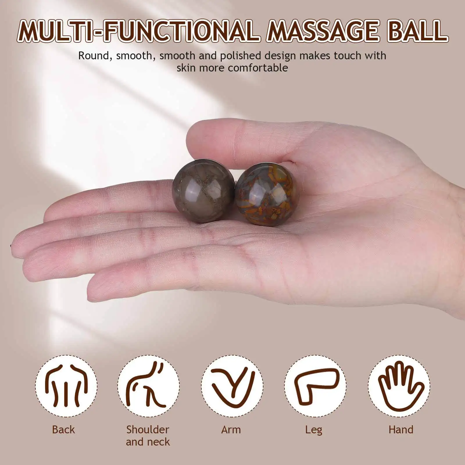 2 قطعة كرات تدليك اليد الزخرفية حجر اليد ممارسة كرات صغيرة لحركة العضلات وتدفق الدم أداة تدليك سهلة الحمل