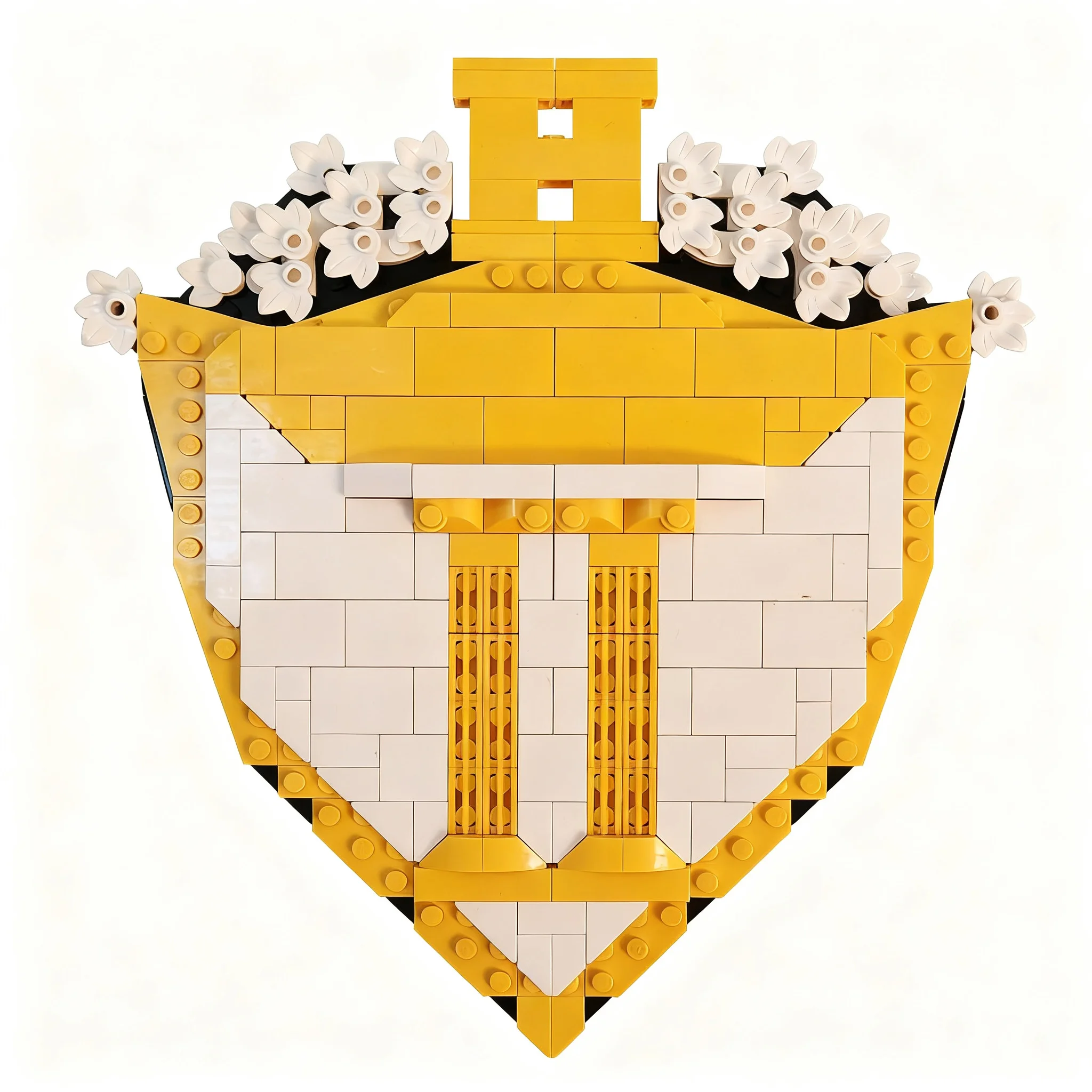 258pcs MOC Castle Shield Columns Model Christmas Gift Decorative Creative Collectible For Living Room Decoration