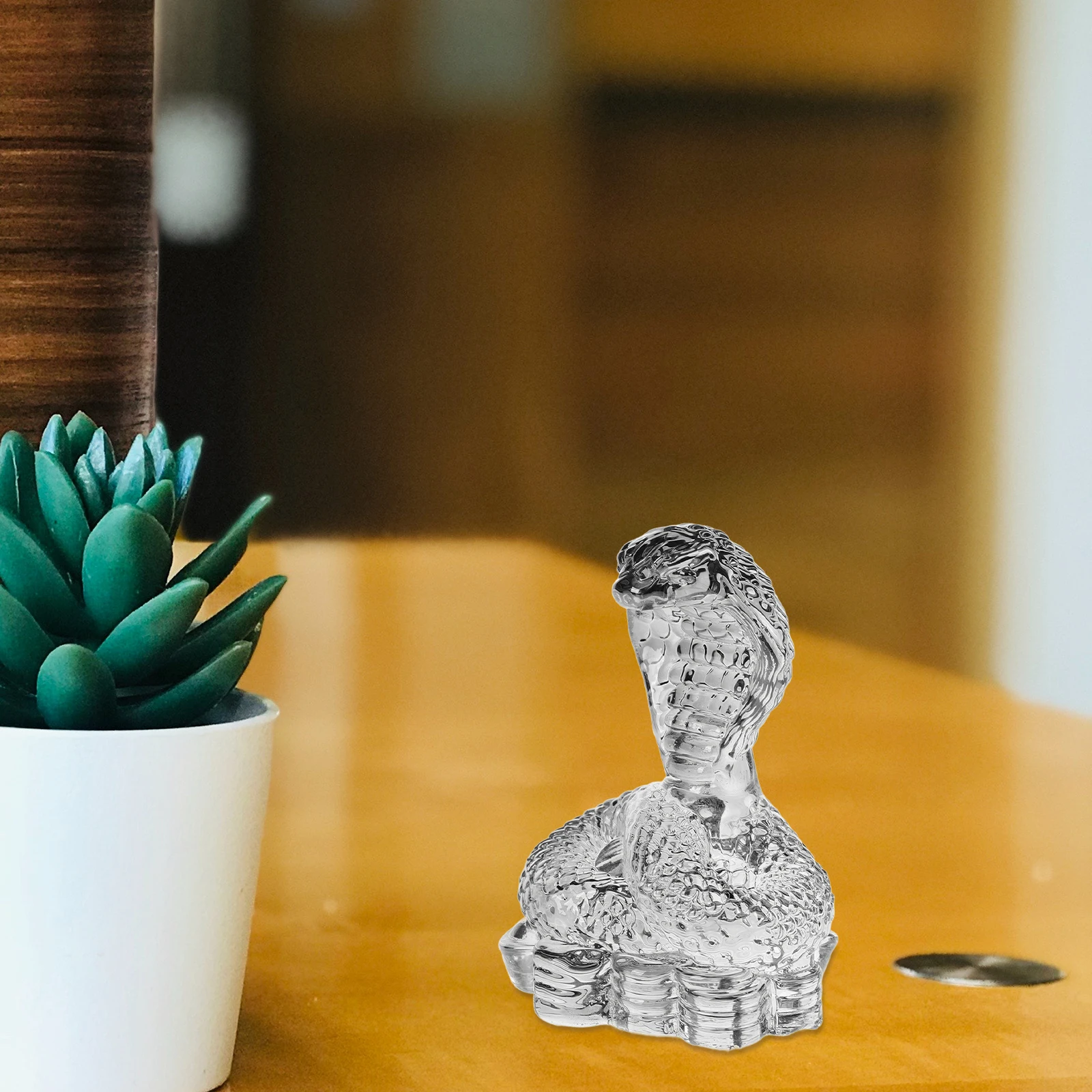 

Crystal Snake Figurine Decoration Statue Animal Ornaments Crafts Crystal Decorations Sculpture White Material Reflective