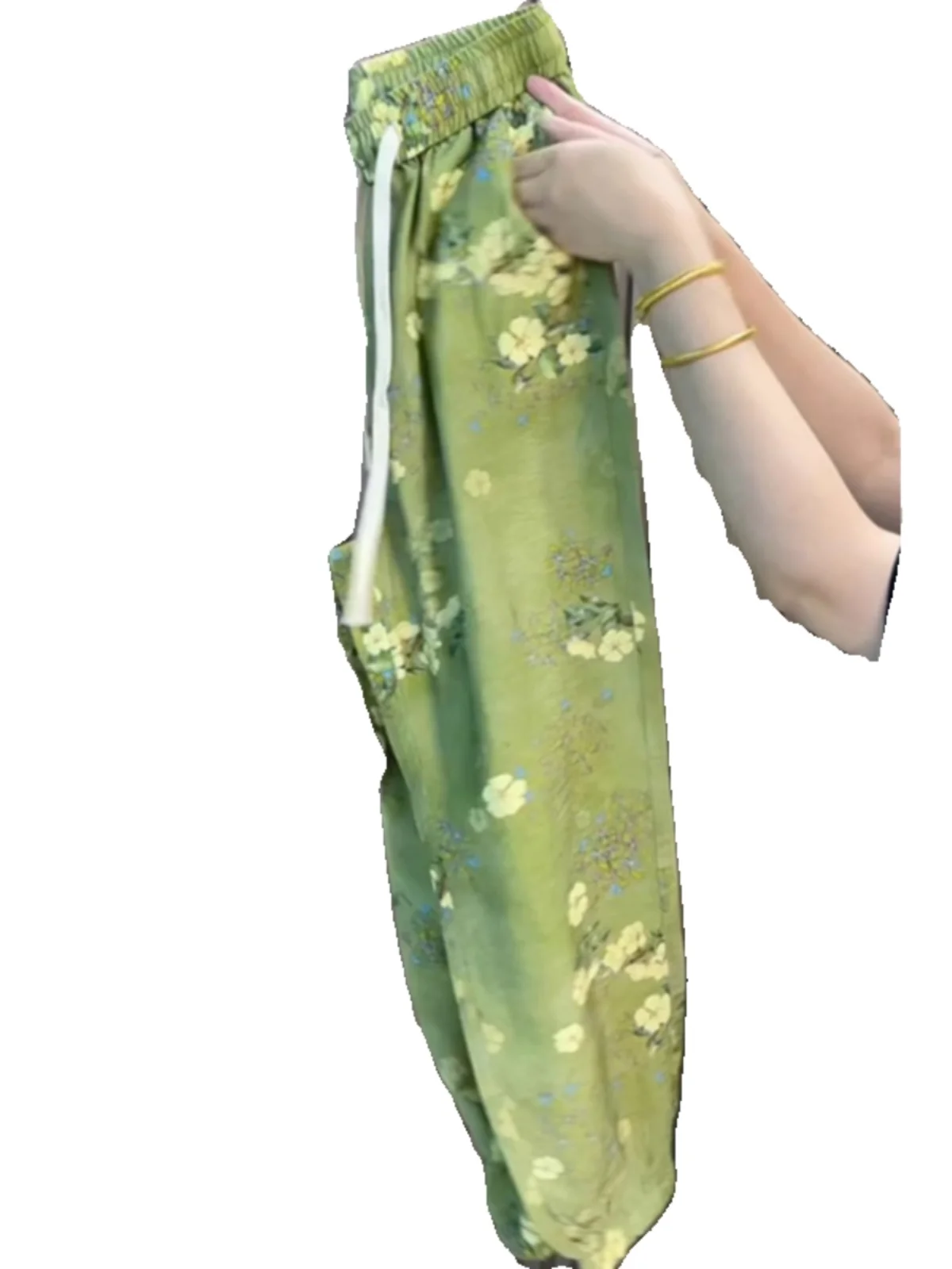 쿨 캐주얼 팬츠 여성 여름 신상 큰 사이즈 루즈핏 커프드 레저 바지 트렌디 하렘 팬츠 하이웨이스트 나인 포인트