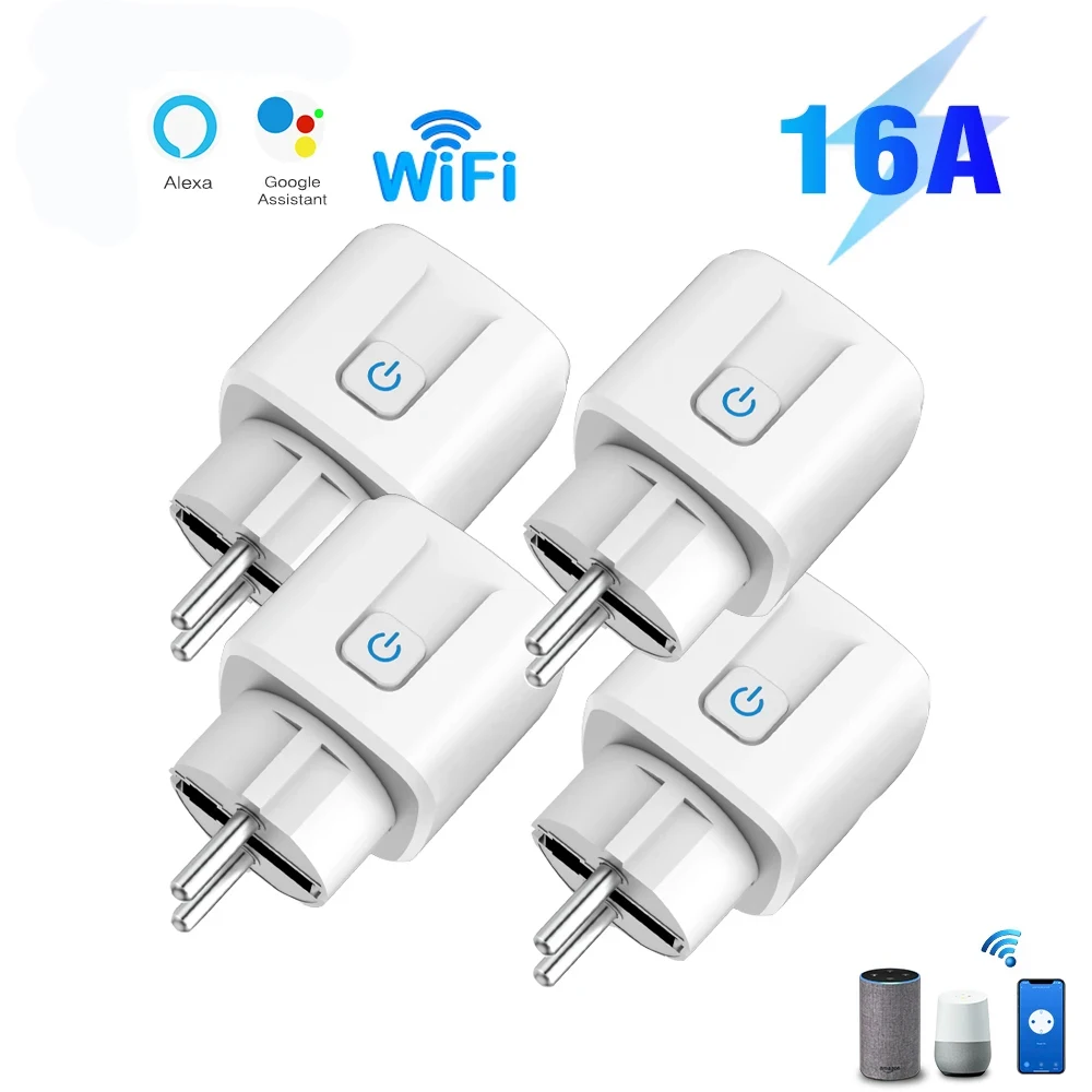 Tuya 16A 20A EU Smart Socket WiFi Smart Plug With Timing Function Voice Control Alexa Google Assitant